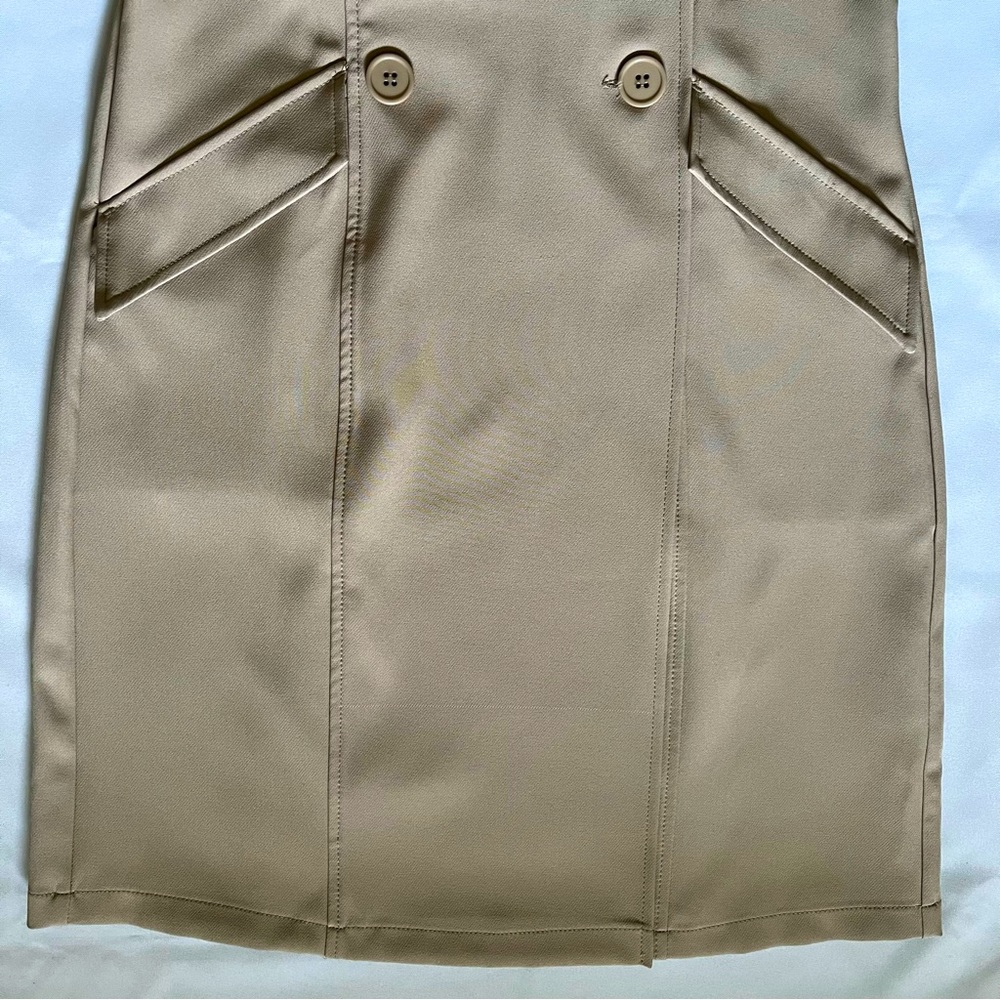 Max Studio Beige Sleeveless Double-Breasted Front Button Tuxedo Dress Size Med. - Picture 7 of 16